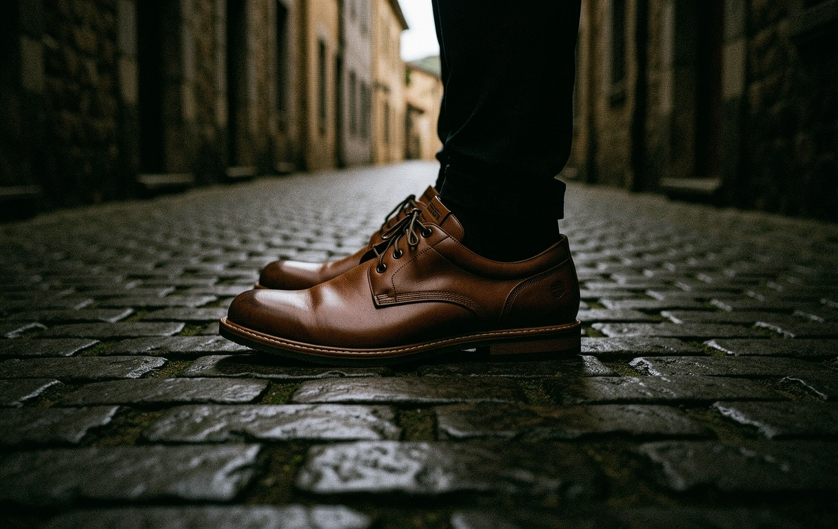 Walking shoes on cobblestone